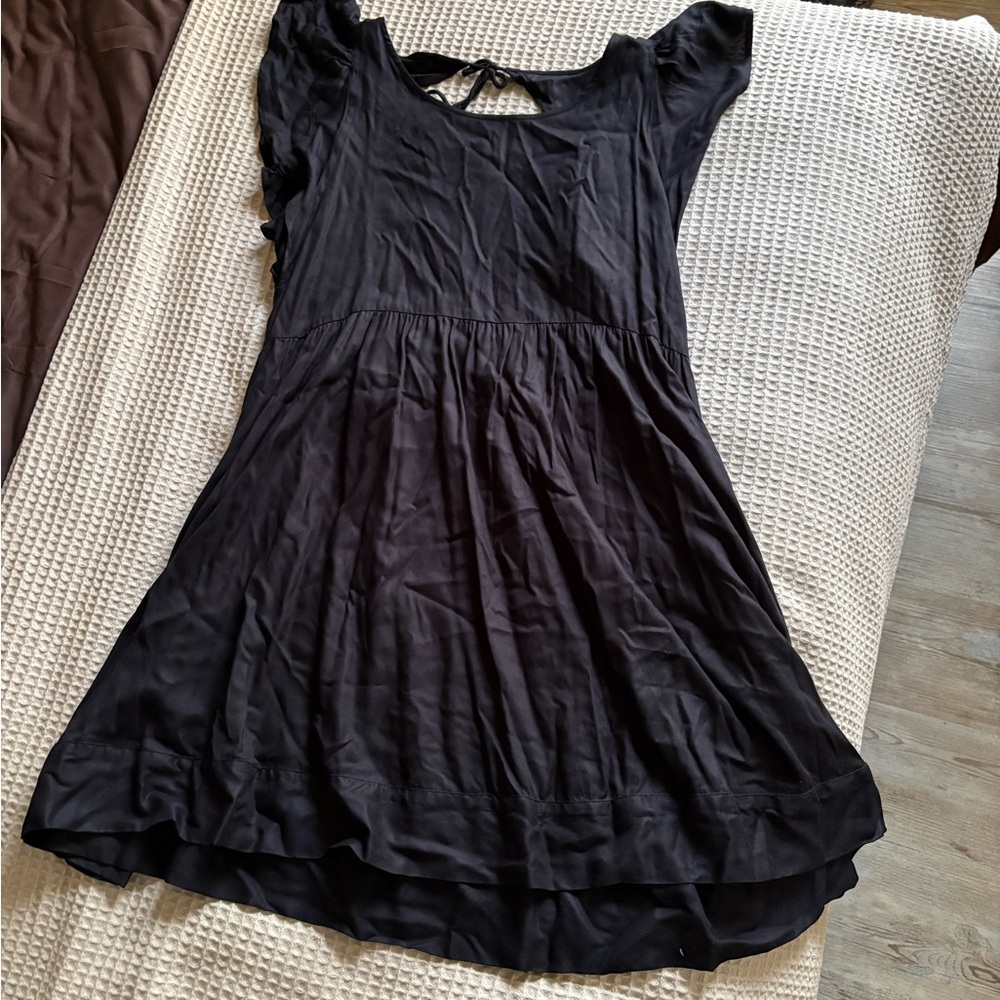 Beyond Words Black Flutter Sleeve Dress